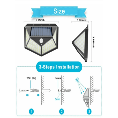 100LED solar four sided luminous courtyard light, high-power, energy-saving, con