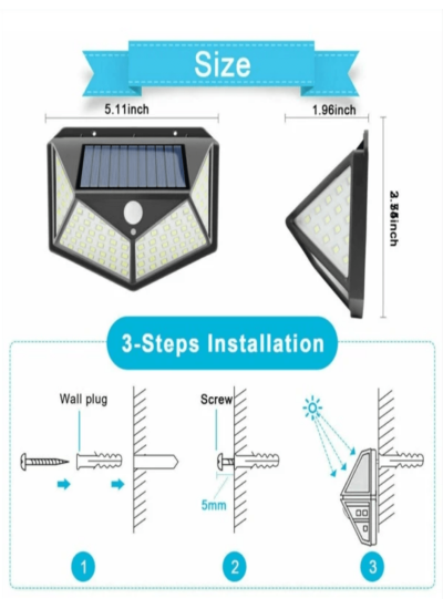 100LED solar four sided luminous courtyard light, high-power, energy-saving, con