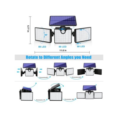 1pc 266 LED 2200LM Adjustable Outdoor LED Sun Motion Sensor Light