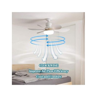 Socket Fan Ceiling Fan With Light And Remote,20.5" E27 Noiseless Ceiling Fans Di