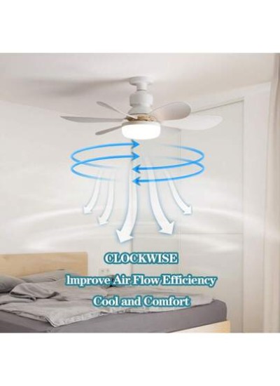 Socket Fan Ceiling Fan With Light And Remote,20.5" E27 Noiseless Ceiling Fans Di