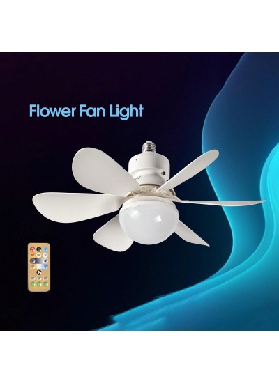 Socket Fan Ceiling Fan With Light And Remote,20.5" E27 Noiseless Ceiling Fans Di