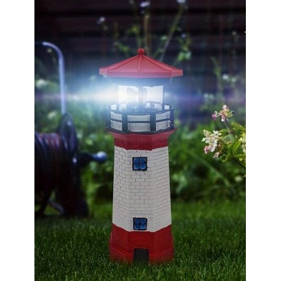 1PC Outdoor Solar Lighthouse, Rotating Lights Solar Garden Lawn Decorative Light